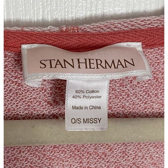 Stan Herman Robe Cotton Towel Like Feel ONE SIZE Missy Pink Pockets Hood - Picture 3 of 9